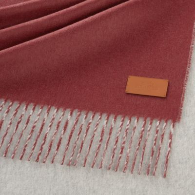 HERMES マフラー 赤 レッド フリンジ レディース 冬アイテム ストール